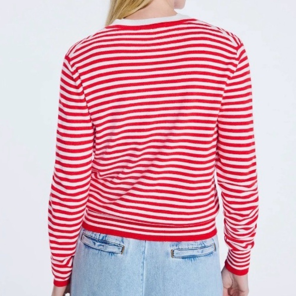 Free Assembly Women’s Stripe Cozy Yarn Cardigan Sweater, Lightweight, Size L - Picture 4 of 5